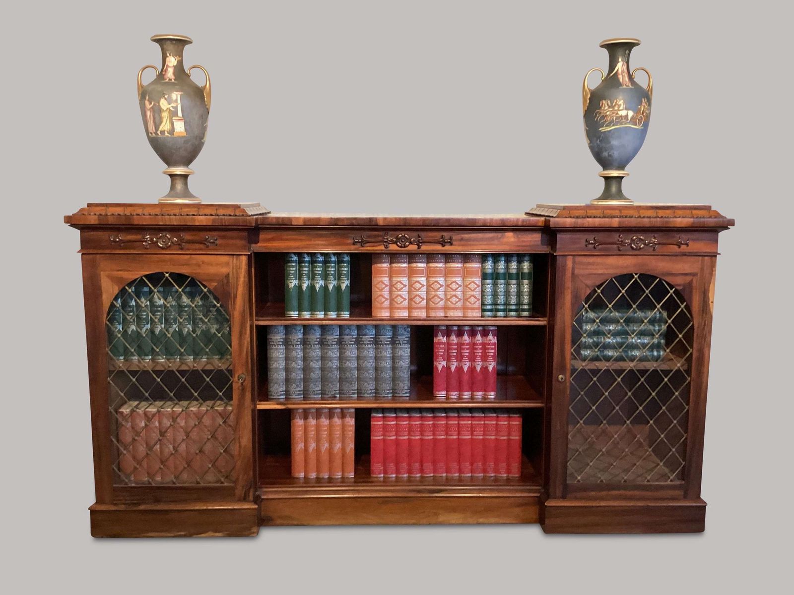 Handsome Regency Inverted Breakfront Bookcase / Cabinet photo Furniture