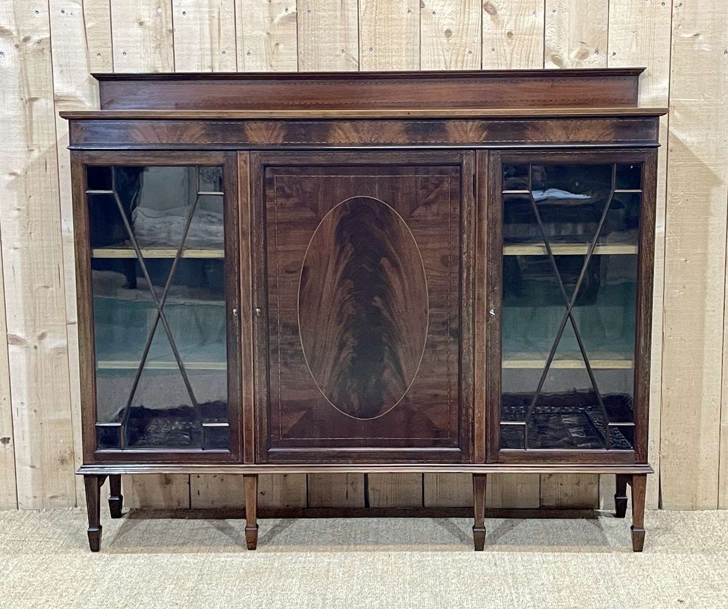 Furniture English 3 Door Mahogany Bookcase, 1950s photo