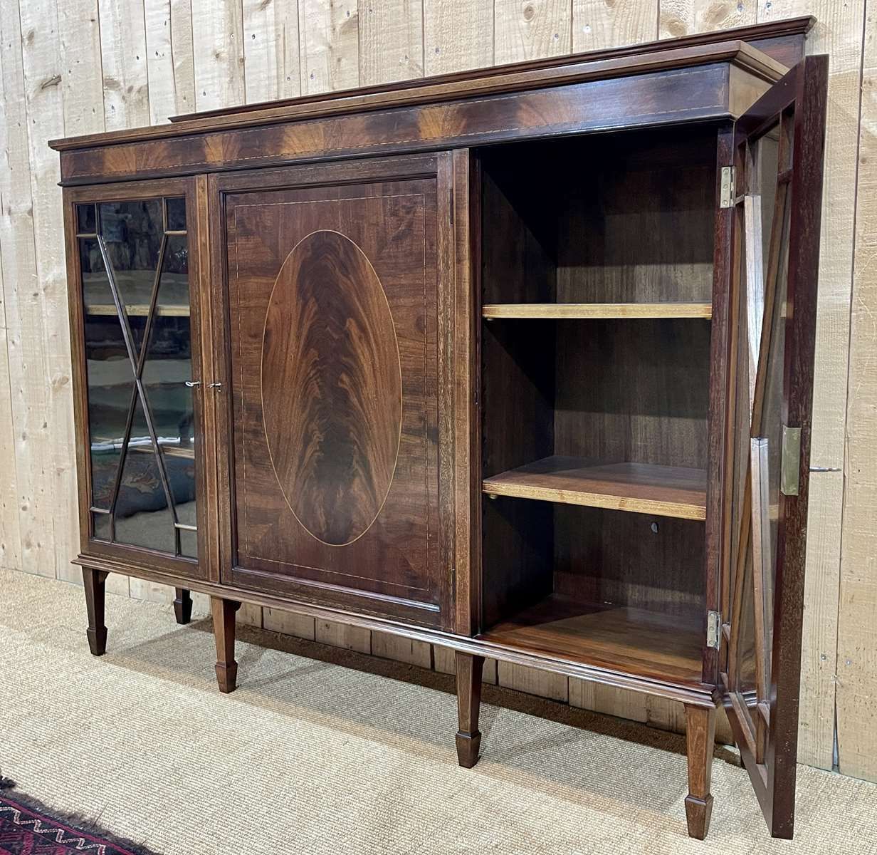 1160.0 English 3 Door Mahogany Bookcase, 1950s photo