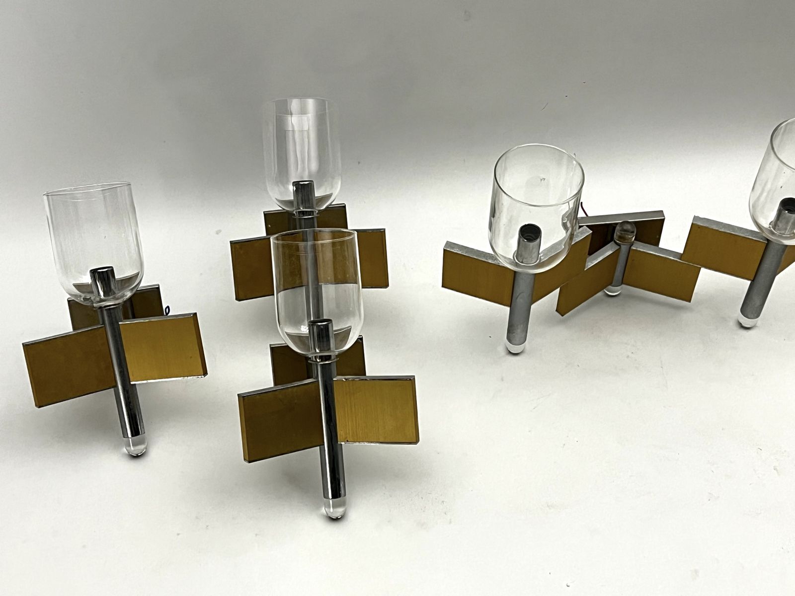 Mid Century Modern Set Of Eight Brass And Chrome Sconces By Sciolari. Italy 1970s photo 4940.0