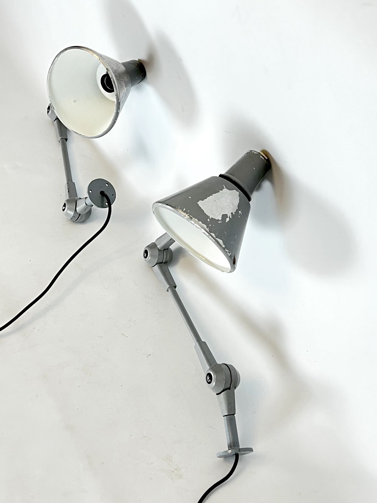Mid Century Stilnovo, Set Of Two Rare Wall Lamps In Metal. Italy 1960s photo Lighting