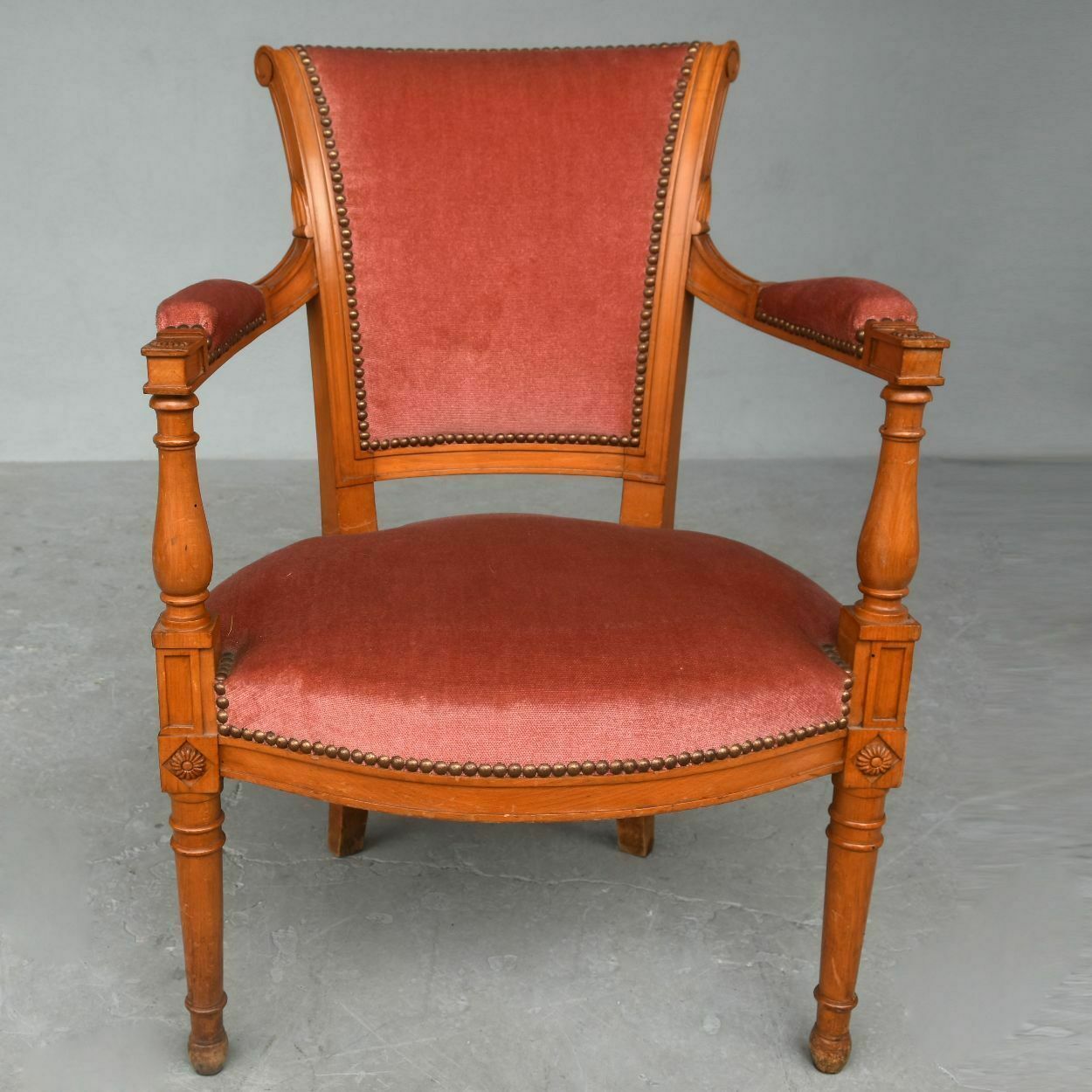 Directoire Style Armchairs In Velvet Cherry (Pair) photo furniture