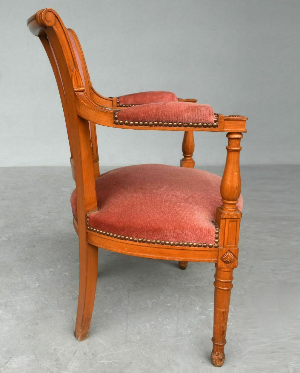 Directoire Style Armchairs In Velvet Cherry (Pair) photo for sale