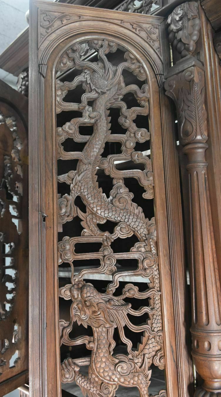 photo for sale Spectacular Bahut Two Indochinese Bodies Decorated With Rosewood Dragons
