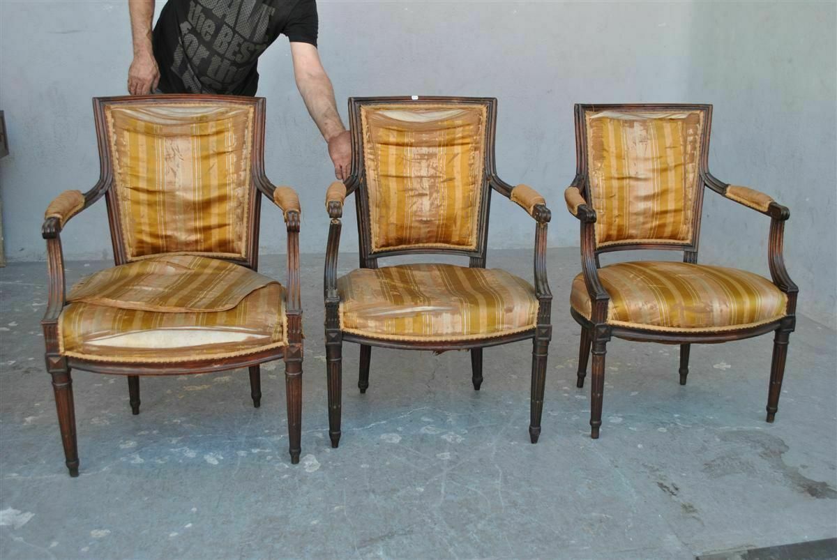 18th Century Louis XVI Style Armchairs To Restore (Set Of 3) photo furniture