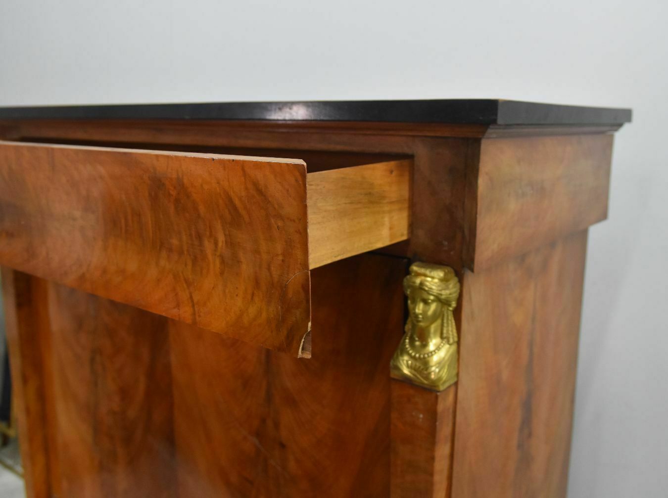 Empire Style Flamed Mahogany Secretary From The 19th Century photo for sale