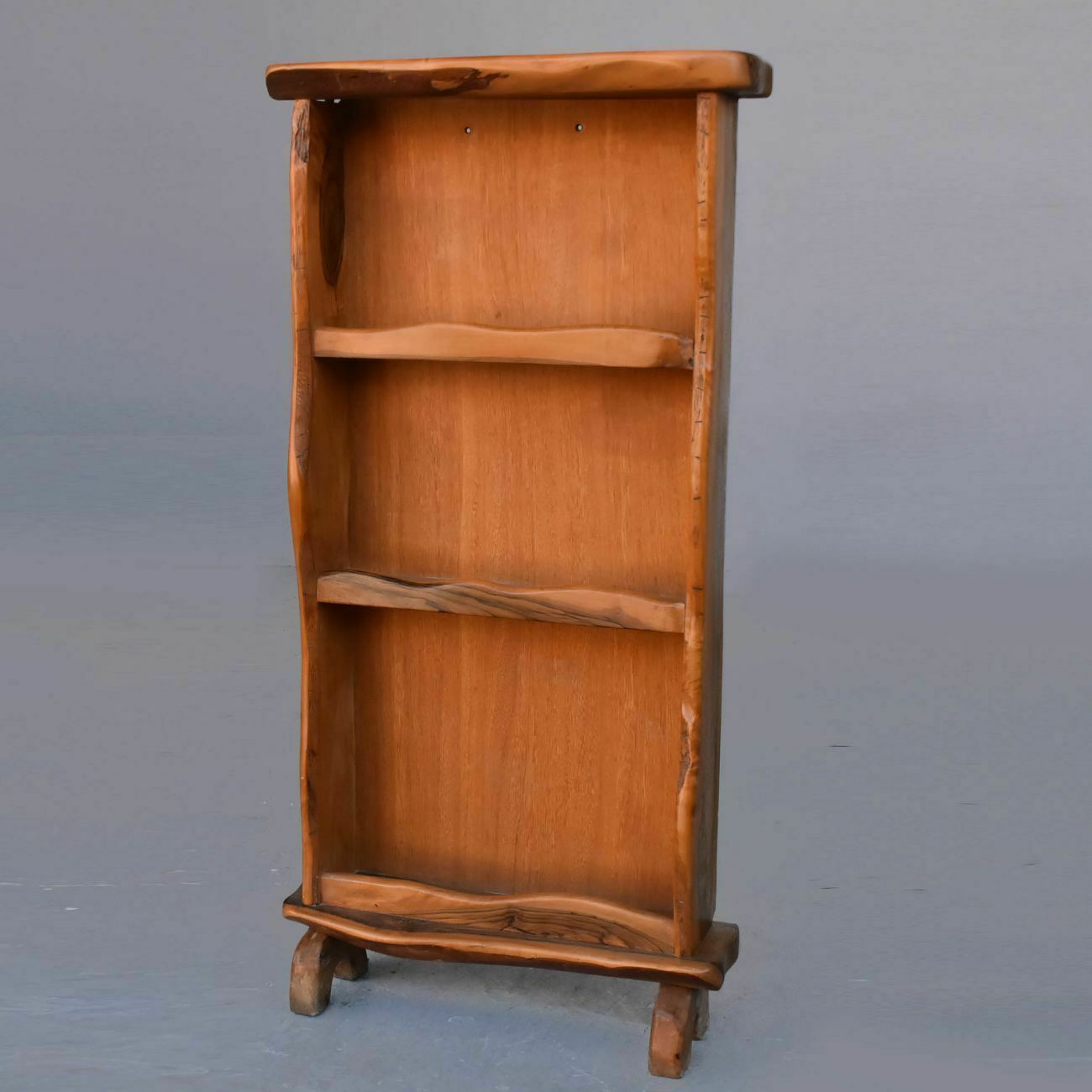 Bibus Free Form Brutalist Bookcase In Olive Wood photo for sale