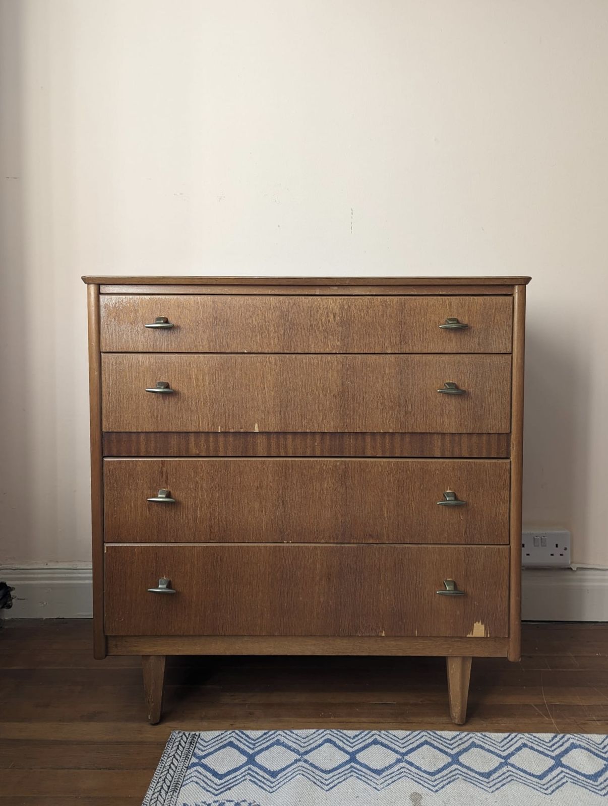 Vtg Mid Century Lebus Link Golden Oak Chest Drawers Retro Teak Danish Design