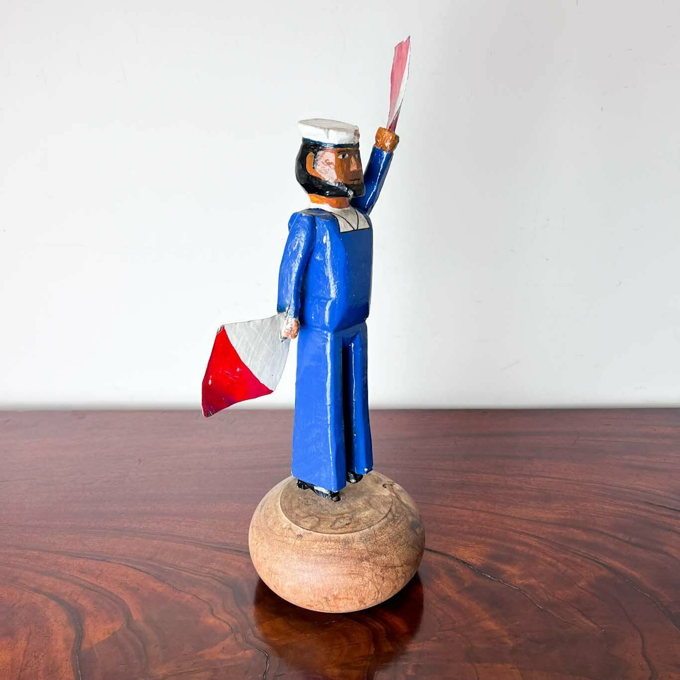 Antique Folk Art Whirligig Sailor Signalman