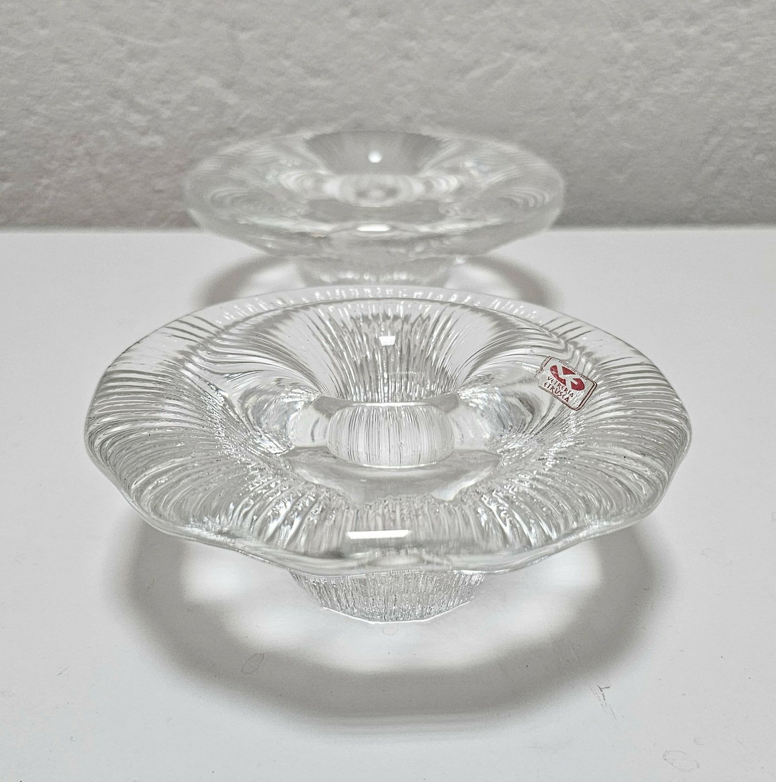 Pair Of Mid Century Modern Glass Candlestick Holders By Vetreria Etrusca // Made In Italy In 1970s