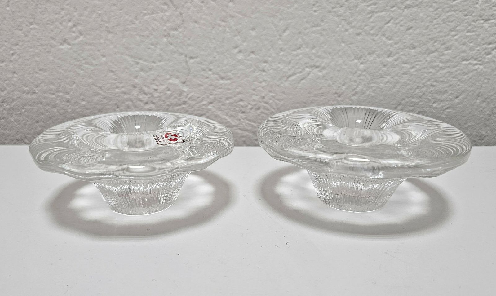 Pair Of Mid Century Modern Glass Candlestick Holders By Vetreria Etrusca // Made In Italy In 1970s photo 109.0