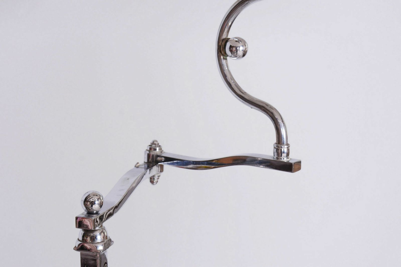 Czech Bauhaus Floor Lamp, Textile Shade, Chrom Plated Steel, 1920s photo 1200.0