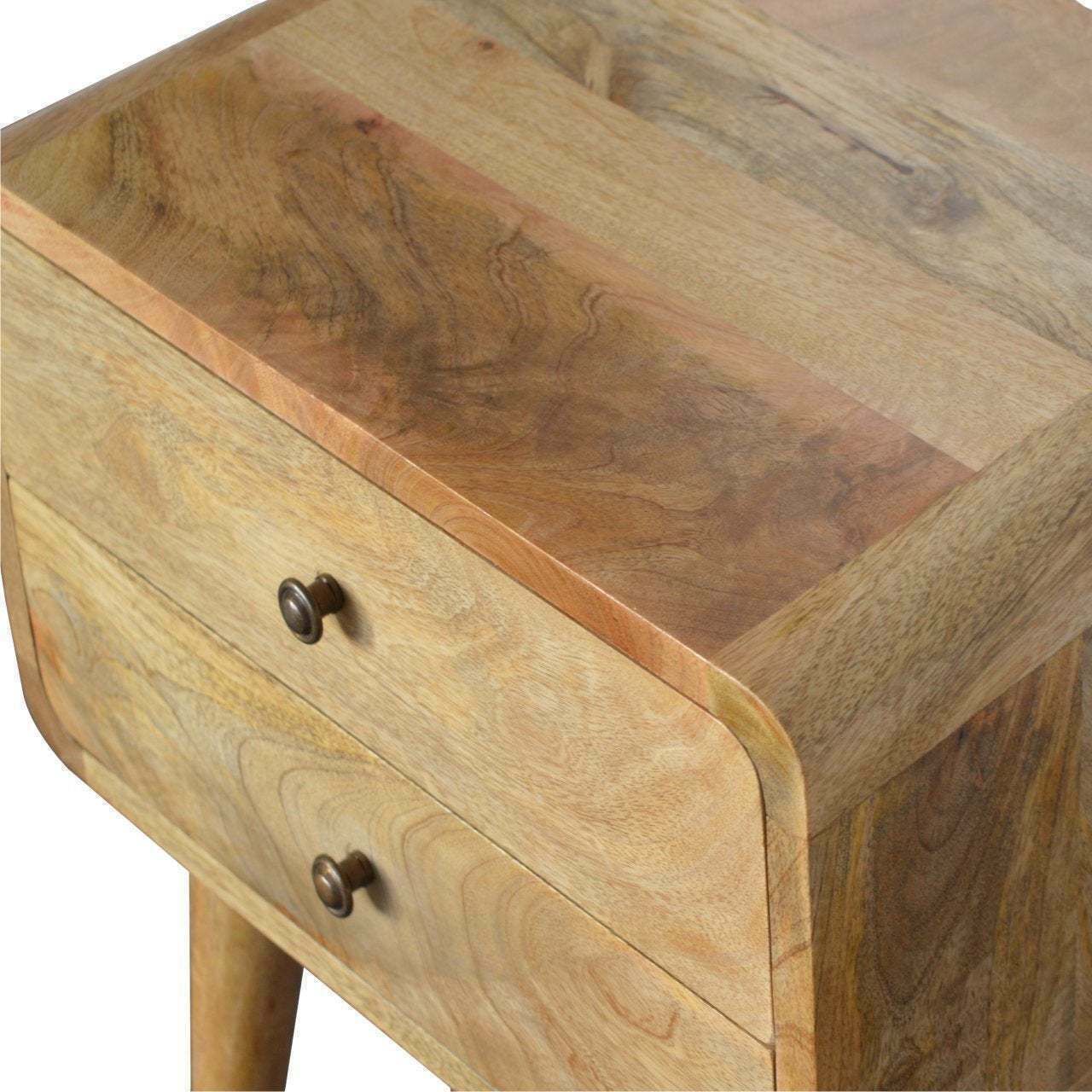 Mid Century Modern Style 2 Drawer Curved Bedside photo Furniture