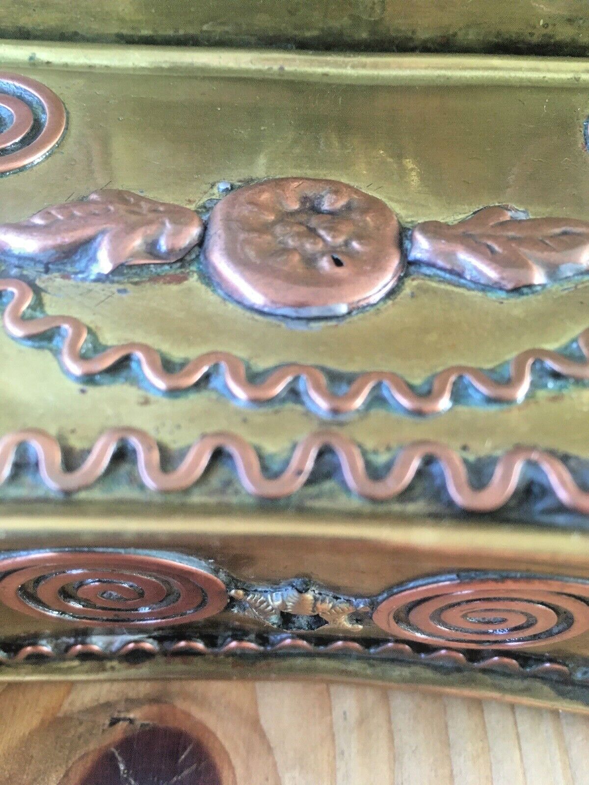 photo for sale Antique 19th Century Dutch Brass & Copper Gothic Lion Mask Fireside Candle Box