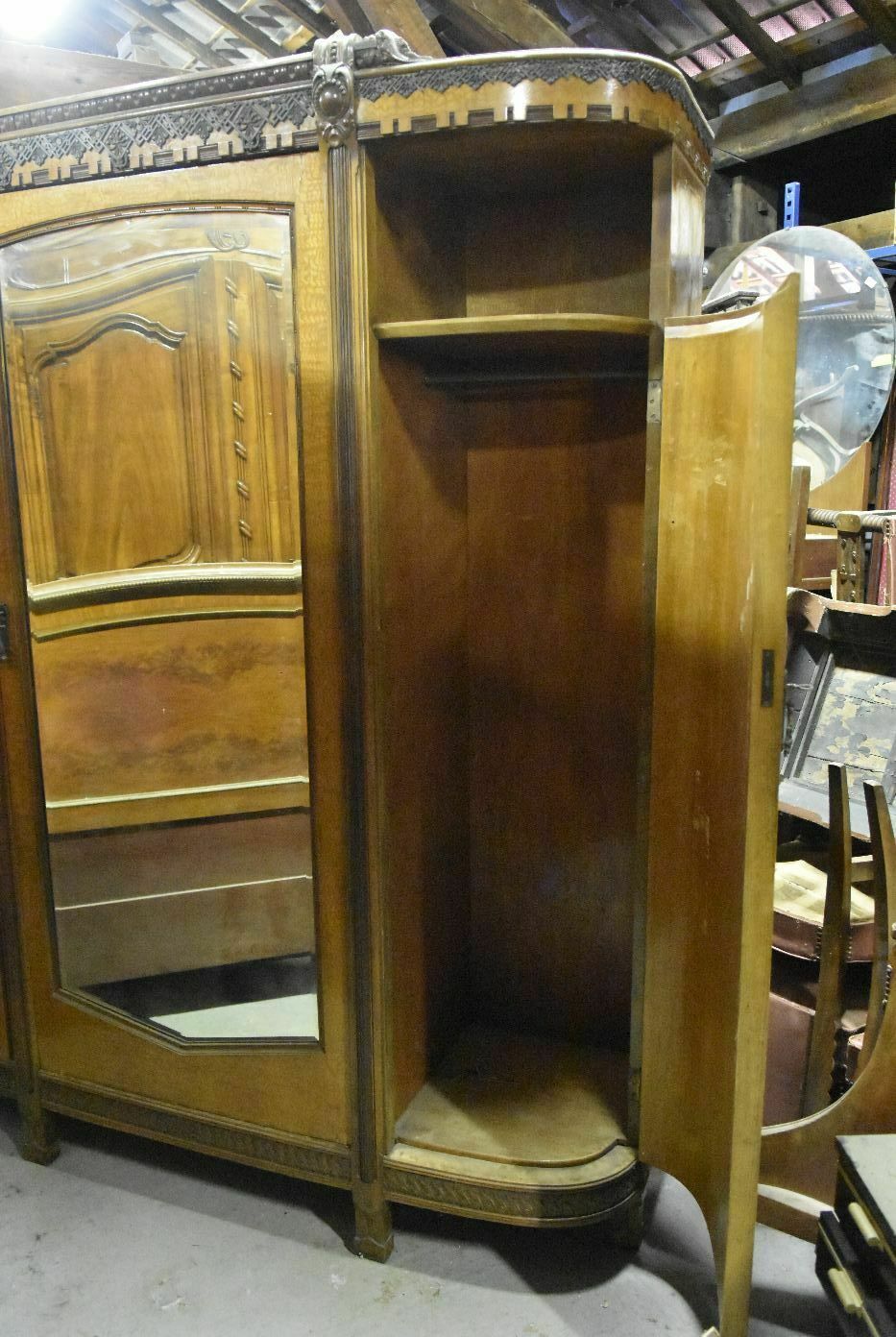Mirror Cabinet 1900 Art Nouveau Mahogany And Maple Burr photo for sale