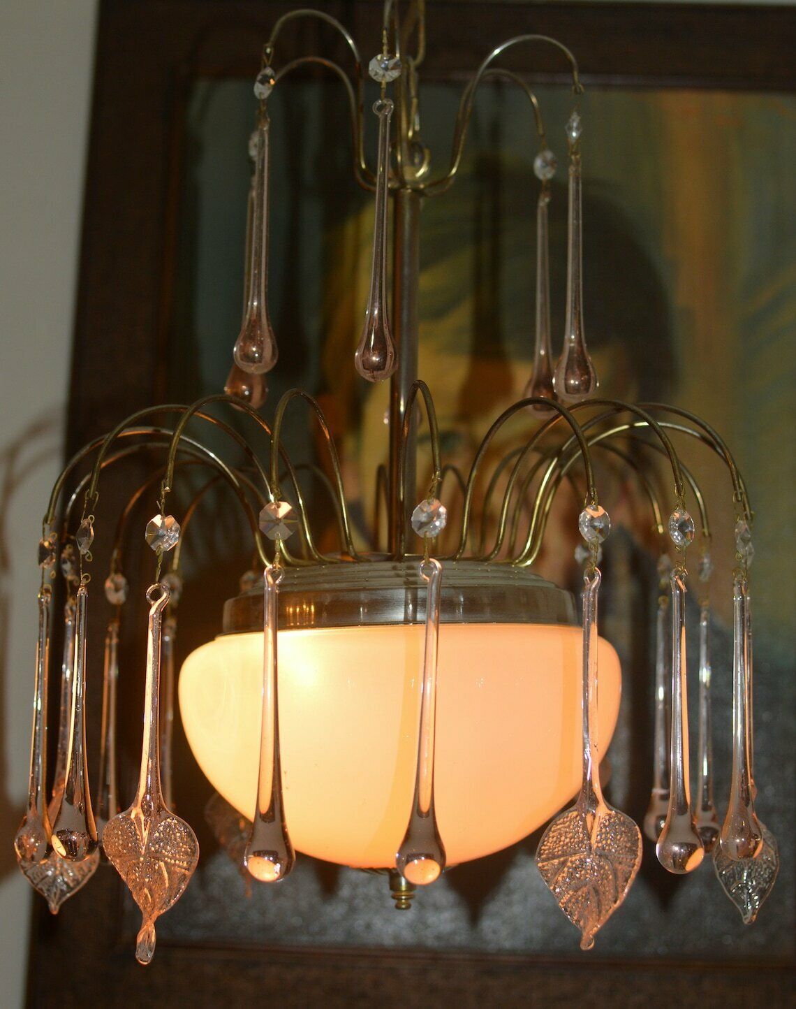 Chandelier Venini Era Tear Drops Crystal Glass Mid Century photo Lighting