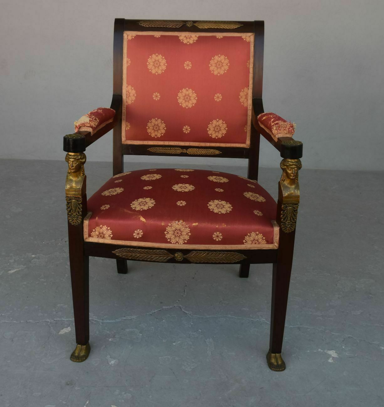 photo buy Empire Style Mahogany And Gilded Bronze Living Room Upholstered In 19th Century Silk