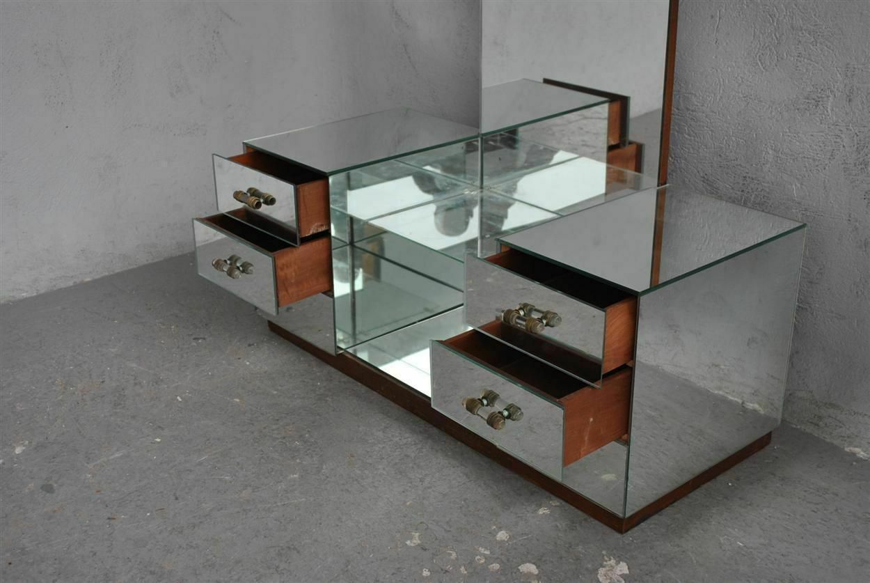 1940 Style Mirror Dressing Table 6 Drawers photo for sale