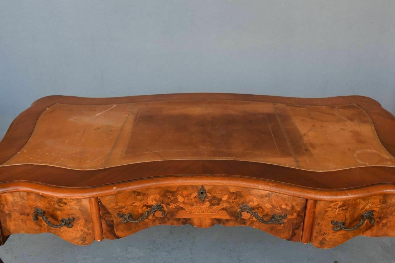 Richly Inlaid Desk Decorated With Arabesques Flowers Birds 20th Century photo for sale