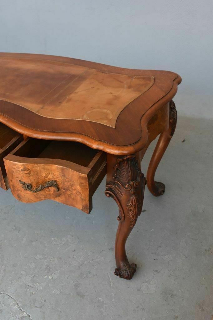 Richly Inlaid Desk Decorated With Arabesques Flowers Birds 20th Century photo 2484.0