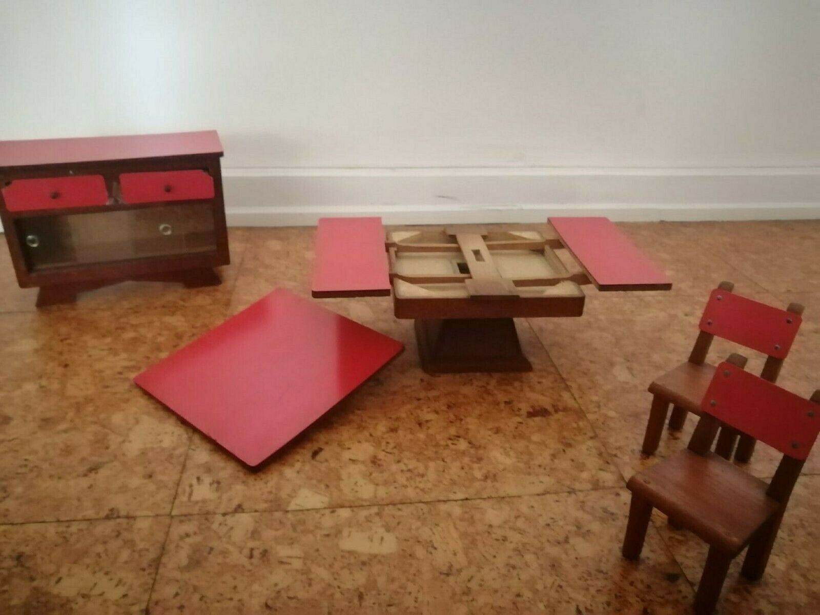 Set Of Miniature Kitchen From The 60s. In Wood, Glass And Formica. Very Rare photo vintage