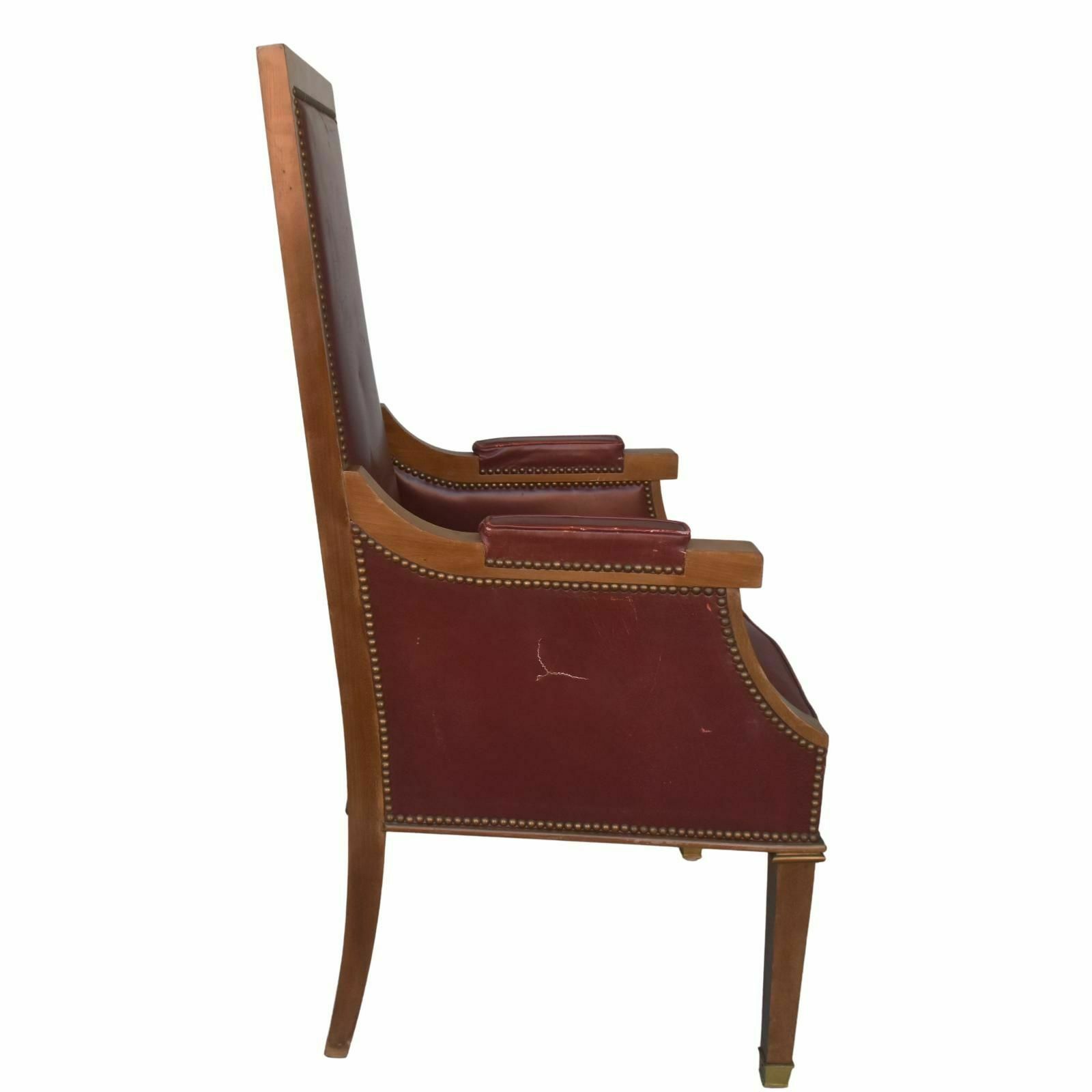 1940 Shepherdess Armchairs In Mahogany And Red Leather (Set Of 7) photo Furniture