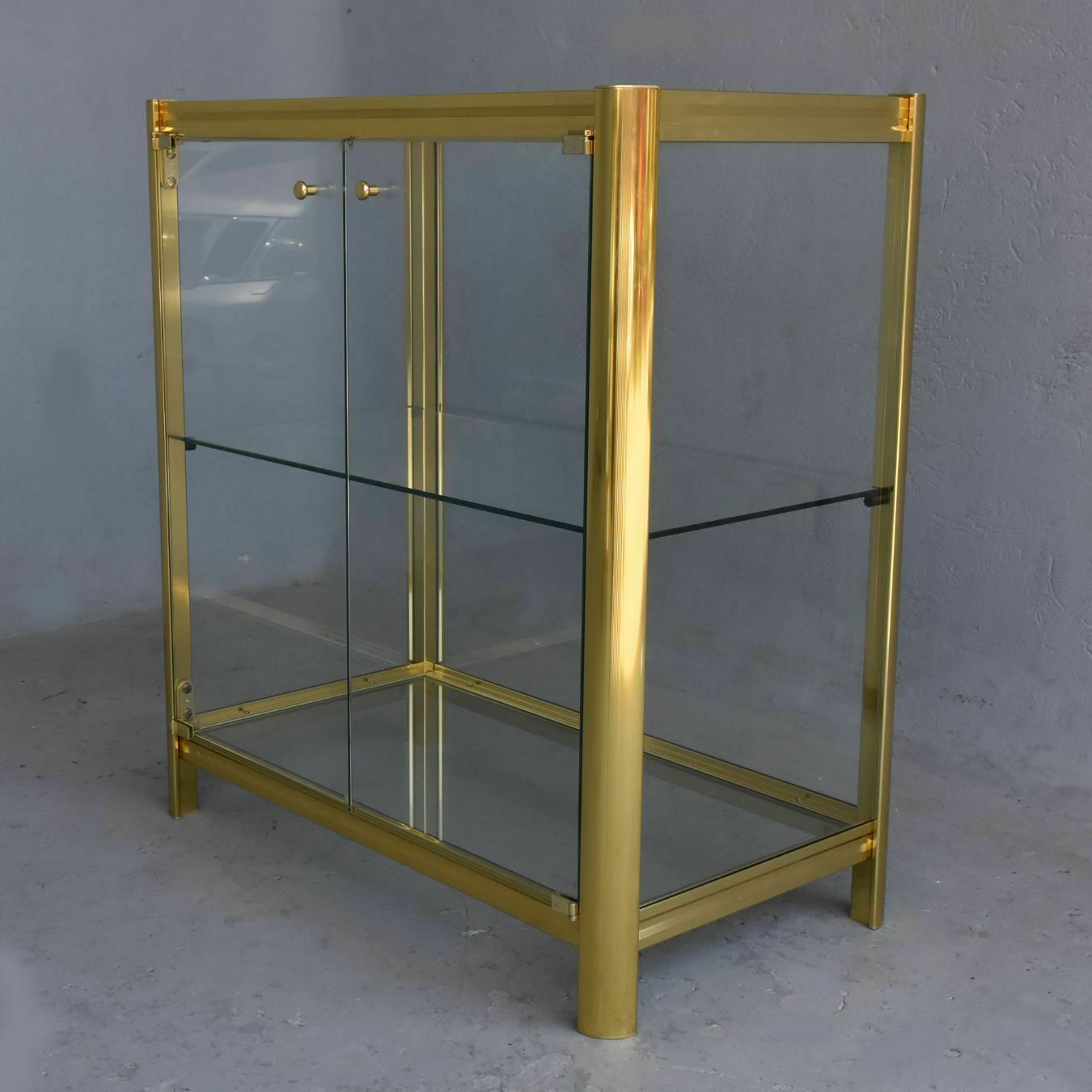 Vintage Chrome And Gold Metal Designer Display Cases (Fake Pair) photo Furniture