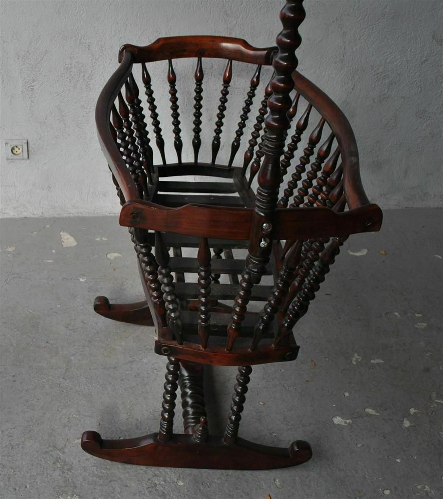 Old Cradle In Mahogany Stained Exotic Wood photo furniture