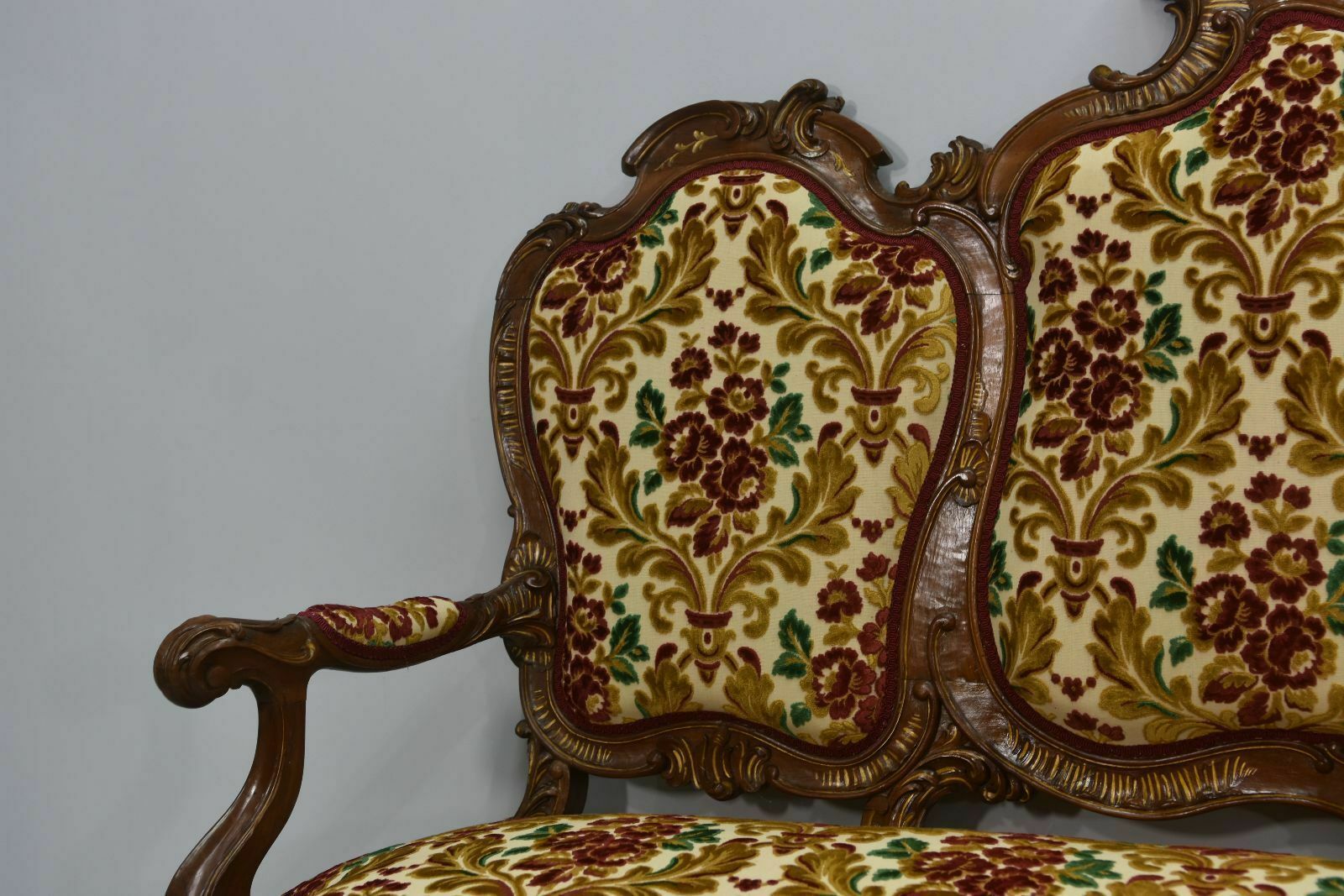 8855.0 Louis XV Style Bench, Tapestry And Mirror, Late 19th Century photo