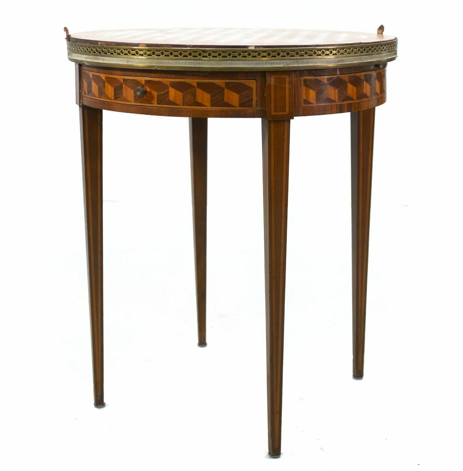 Bouillotte Table With Removable Louis XVI Style Inlaid Top