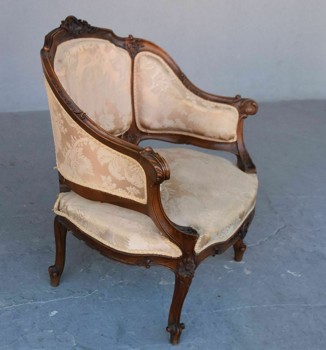 Louis XV Style Carved Walnut Basket Armchairs Late 19th Century (Pair) photo for sale