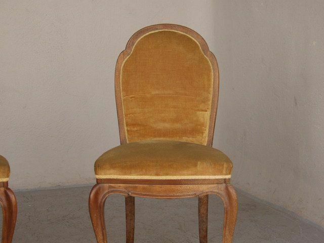 1920 Yellow Velvet Chairs (Set Of 4) photo vintage