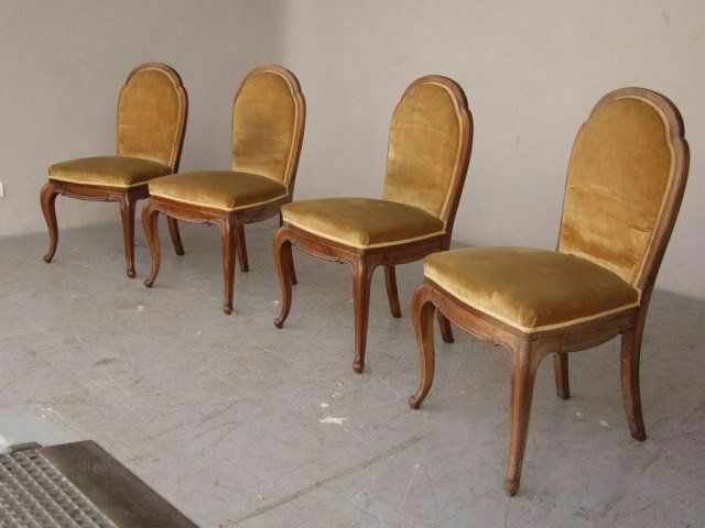 photo for sale 1920 Yellow Velvet Chairs (Set Of 4)