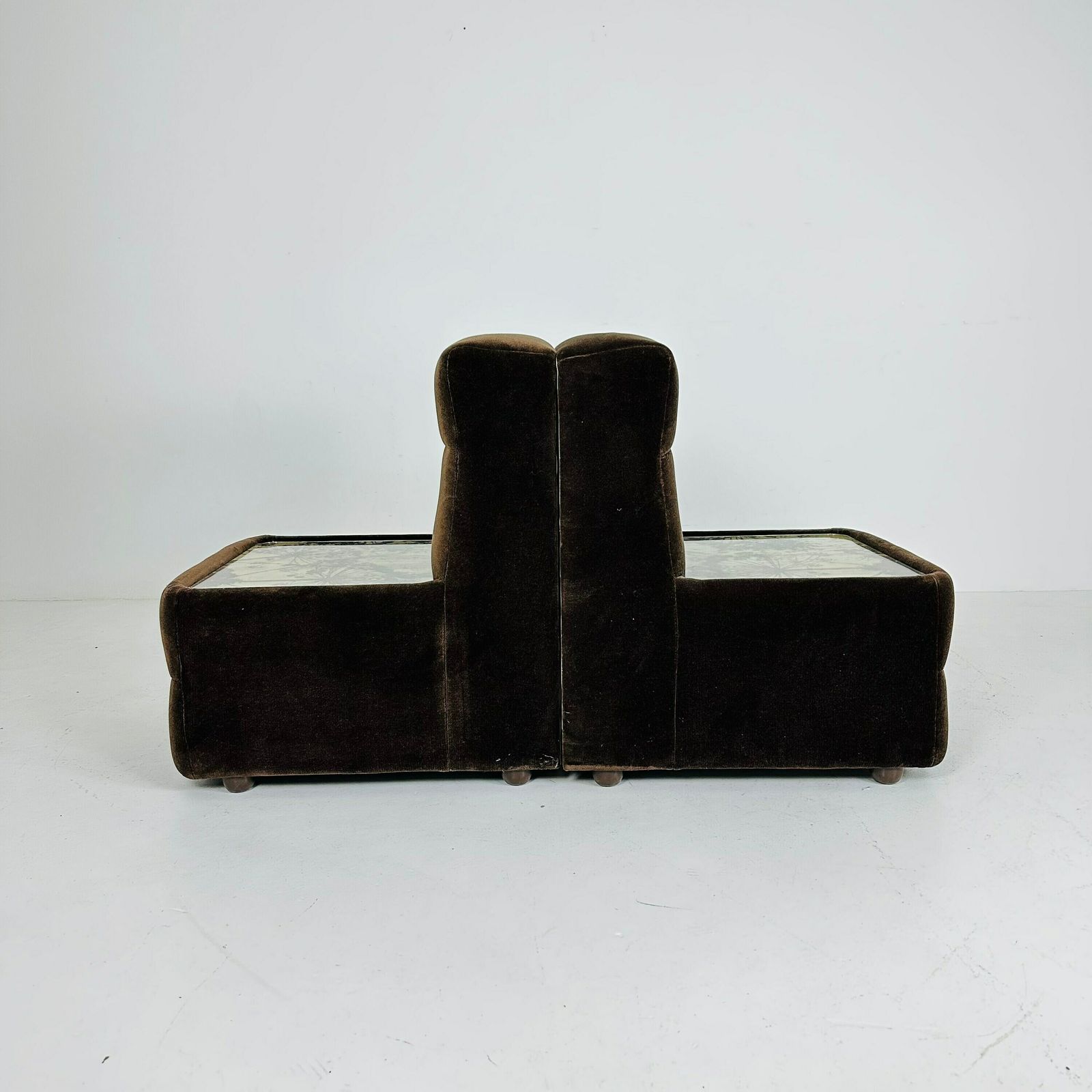 Pair Of Spaceage Nightstands In Brown Velor With Spot Lights 1970s France photo Lighting
