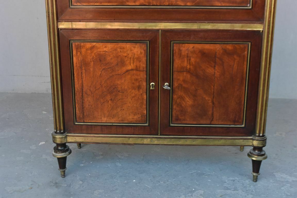 Door Secretary In Flamed Mahogany 18th Clover Locks photo Furniture