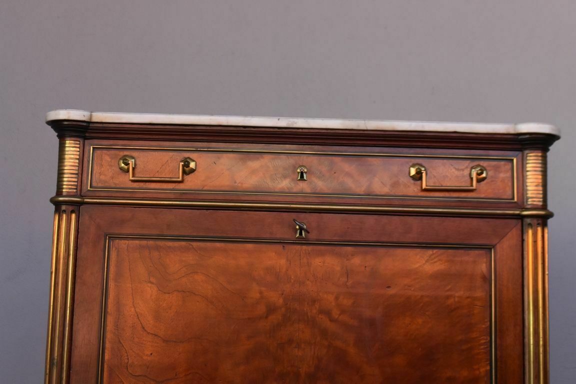 Door Secretary In Flamed Mahogany 18th Clover Locks photo vinterior