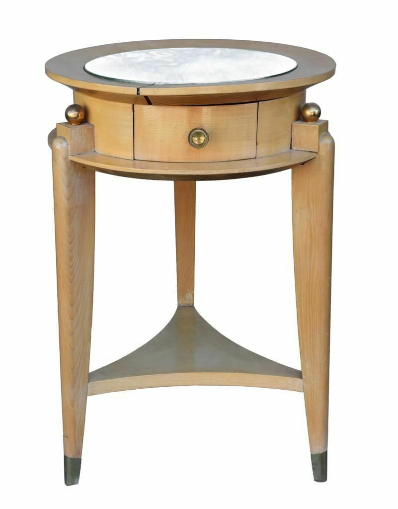 Bedside Table In Sycamore And Gilded Bronze Somno Shape 1940