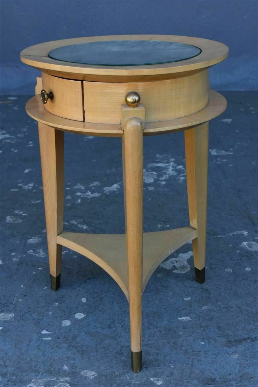 Bedside Table In Sycamore And Gilded Bronze Somno Shape 1940 photo furniture