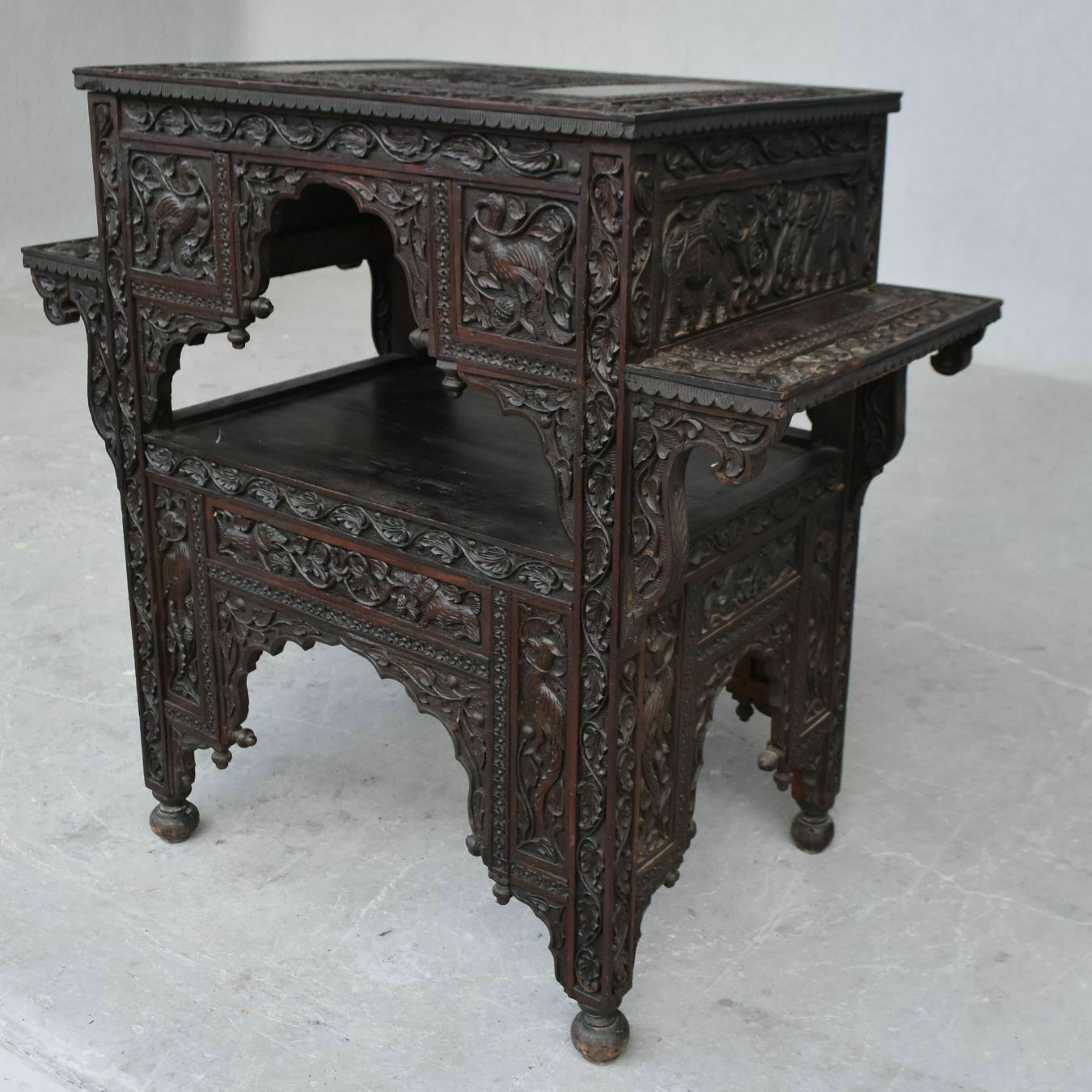 Tea Table End Of Sofa Carved Indian Rosewood 19th Century 2 photo vintage