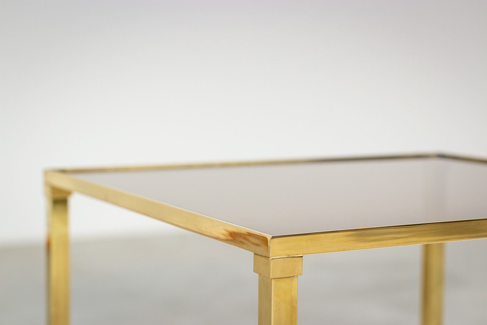 Pair Elegant French Brass Side Tables 1970 photo furniture