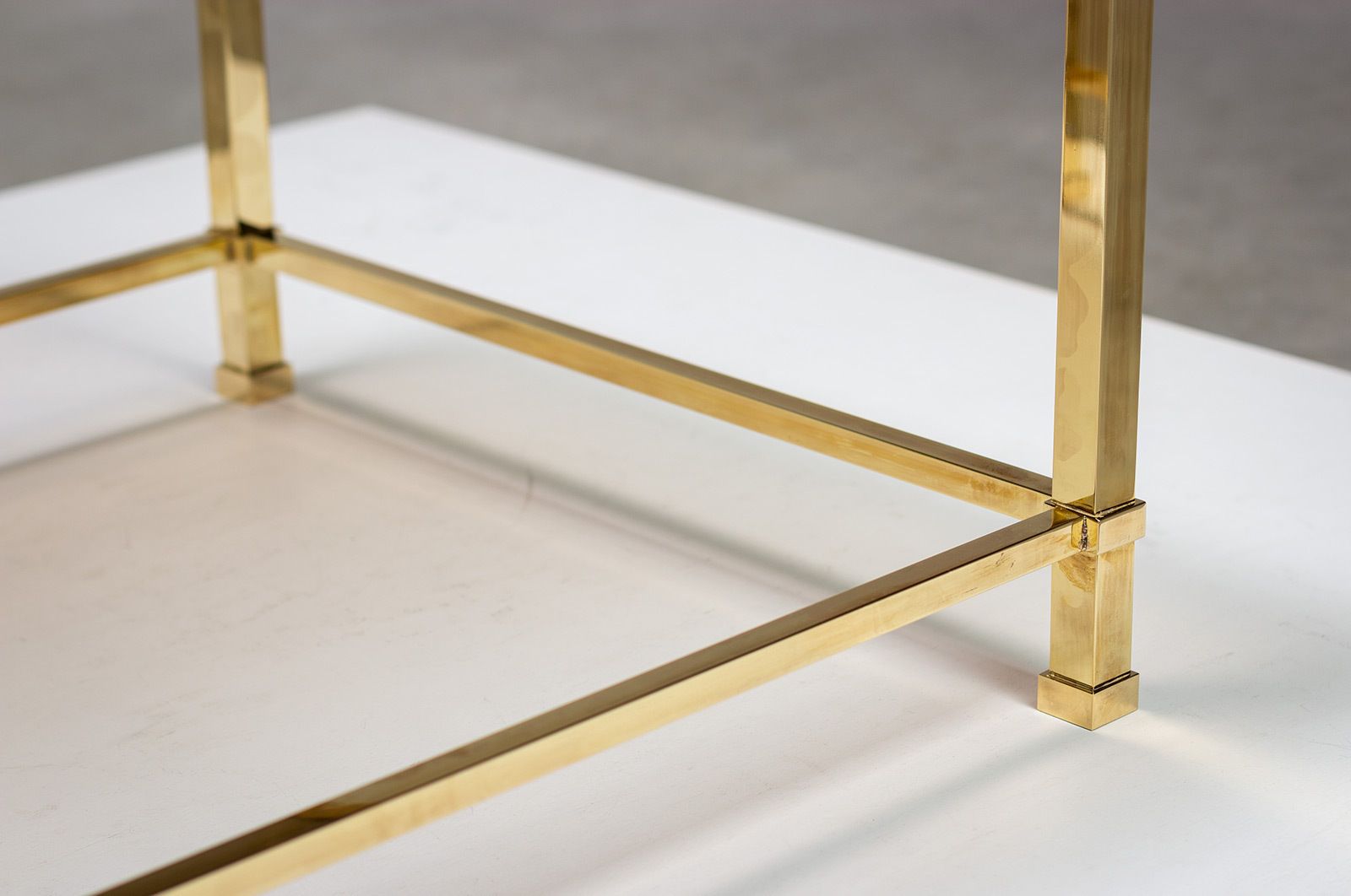 Pair Elegant French Brass Side Tables 1970 photo for sale