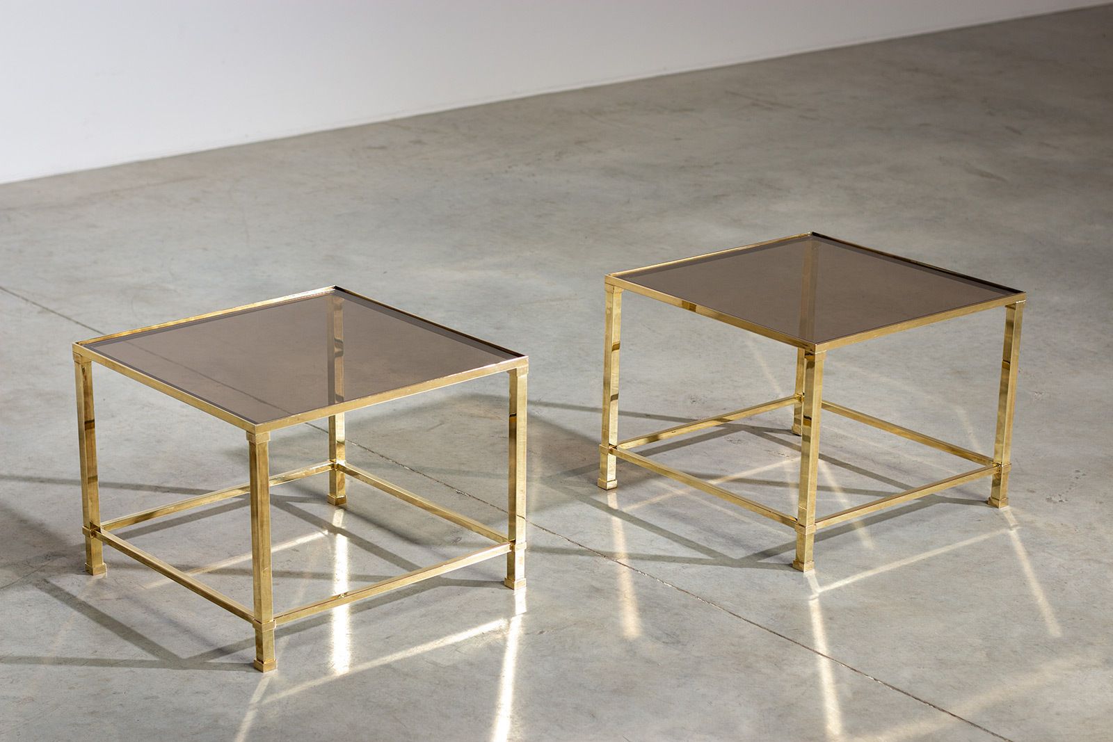 Pair Elegant French Brass Side Tables 1970 photo Furniture