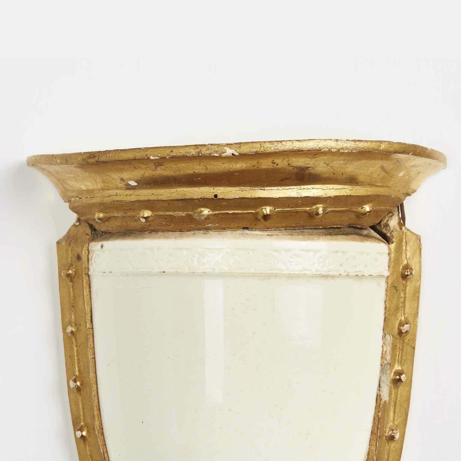 Pair Of Golden Shelves With Giustiniani 1800 Ceramics photo vintage