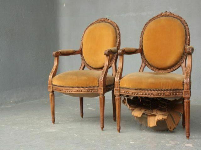 Louis XVI Velvet Beech Armchairs (Pair) photo furniture
