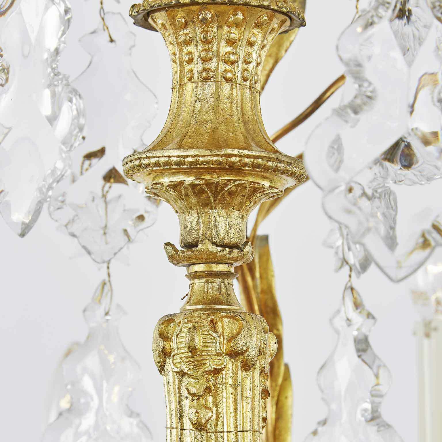 Antique French Golden Chandelier With Crystals photo 6220.0