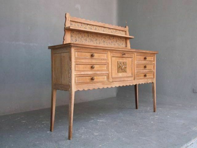 photo vintage Bahut Serving In Cerusated Oak Period 1950