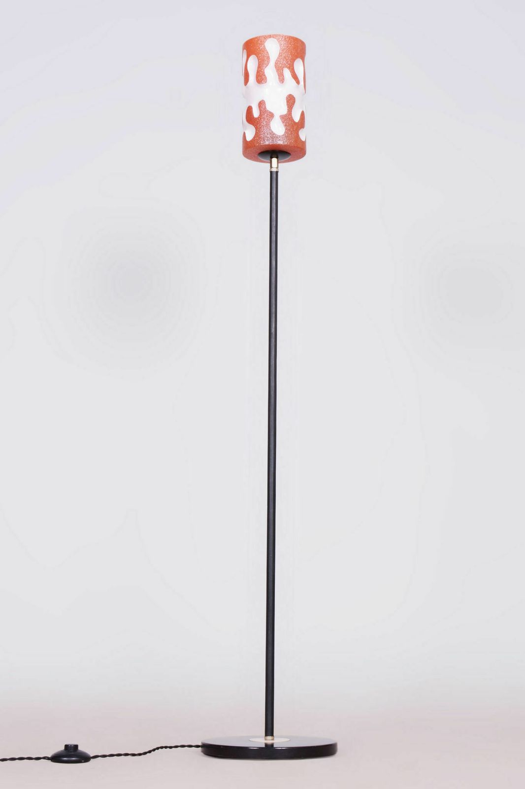 Original Midcentury Floor Lamp, New Electrification, Blackened Steel, Laminated Glass, Czechia, 1960s photo furniture