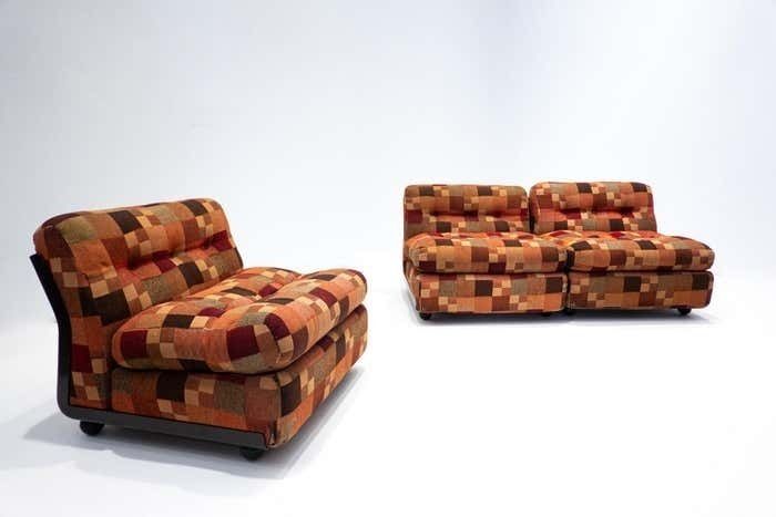 Mid Century Modern Set Of 3 "Amanta" Armchairs By Mario Bellini, 1960s photo for sale