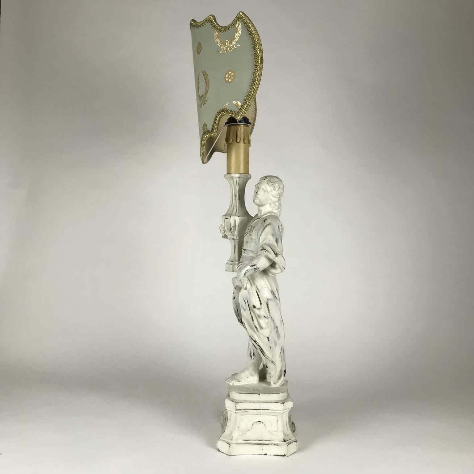 Angelo Living Room Lamp In Carved And White Lacquered Wood photo Lighting