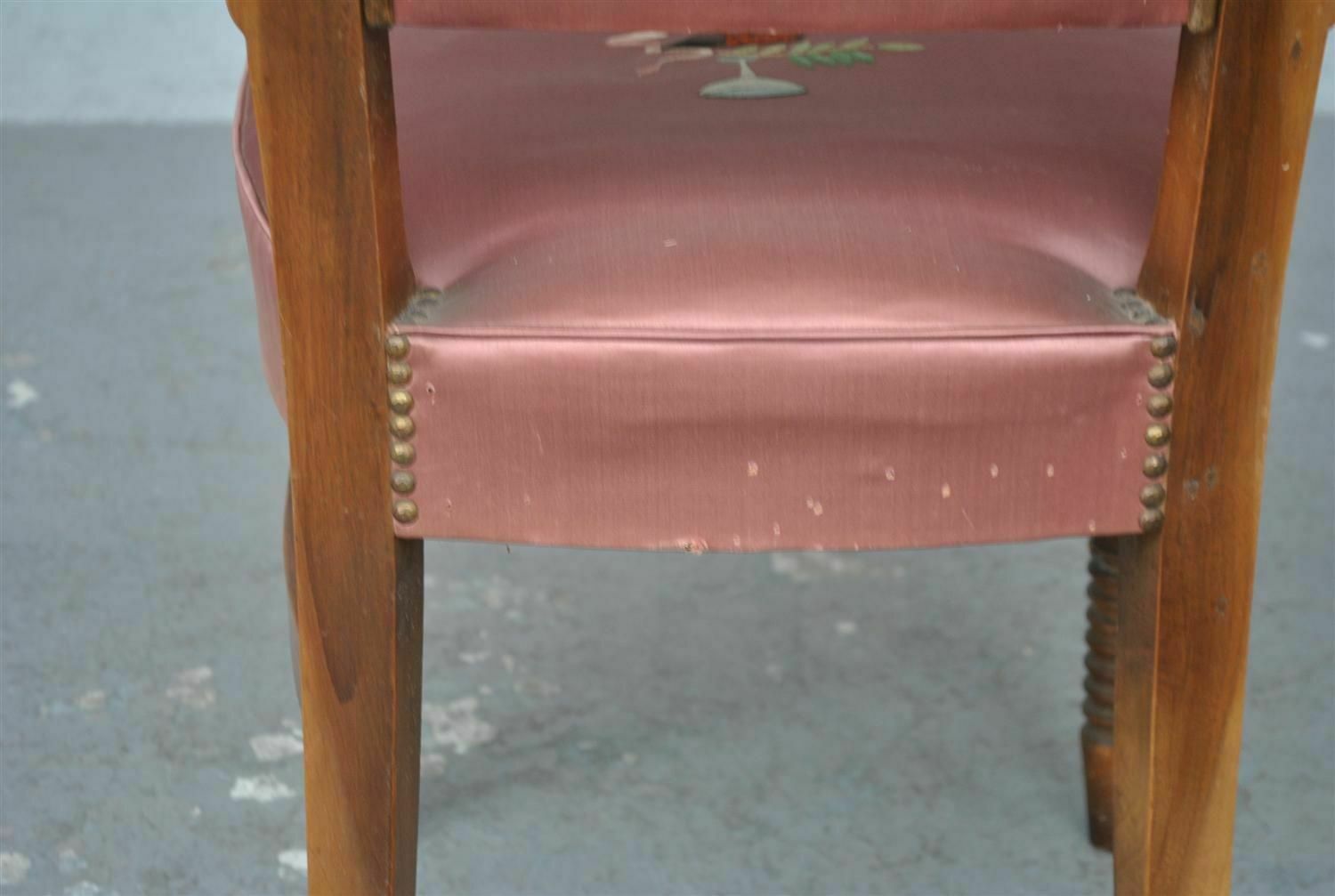 1940 Embroidered Pink Silk Chairs (Set Of 12) photo buy